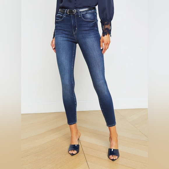 L’agence Margot High Rise Super Stretch Skinny Cropped Jean in true blue size 26 - Picture 1 of 8